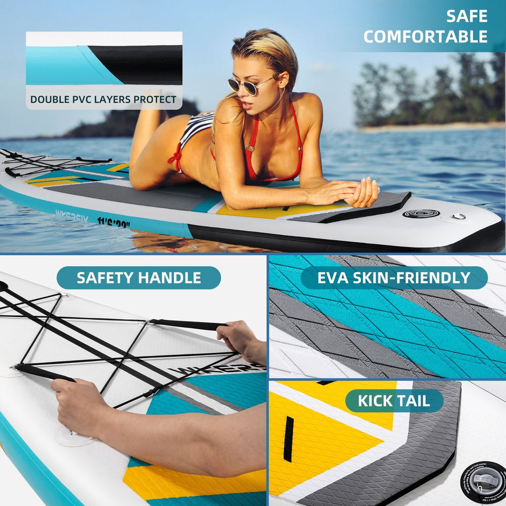 Wkersiy Touring Inflatable Paddle Board SUP – 11'6" / 12'6" with Paddle, Backpack, Pump & Leash