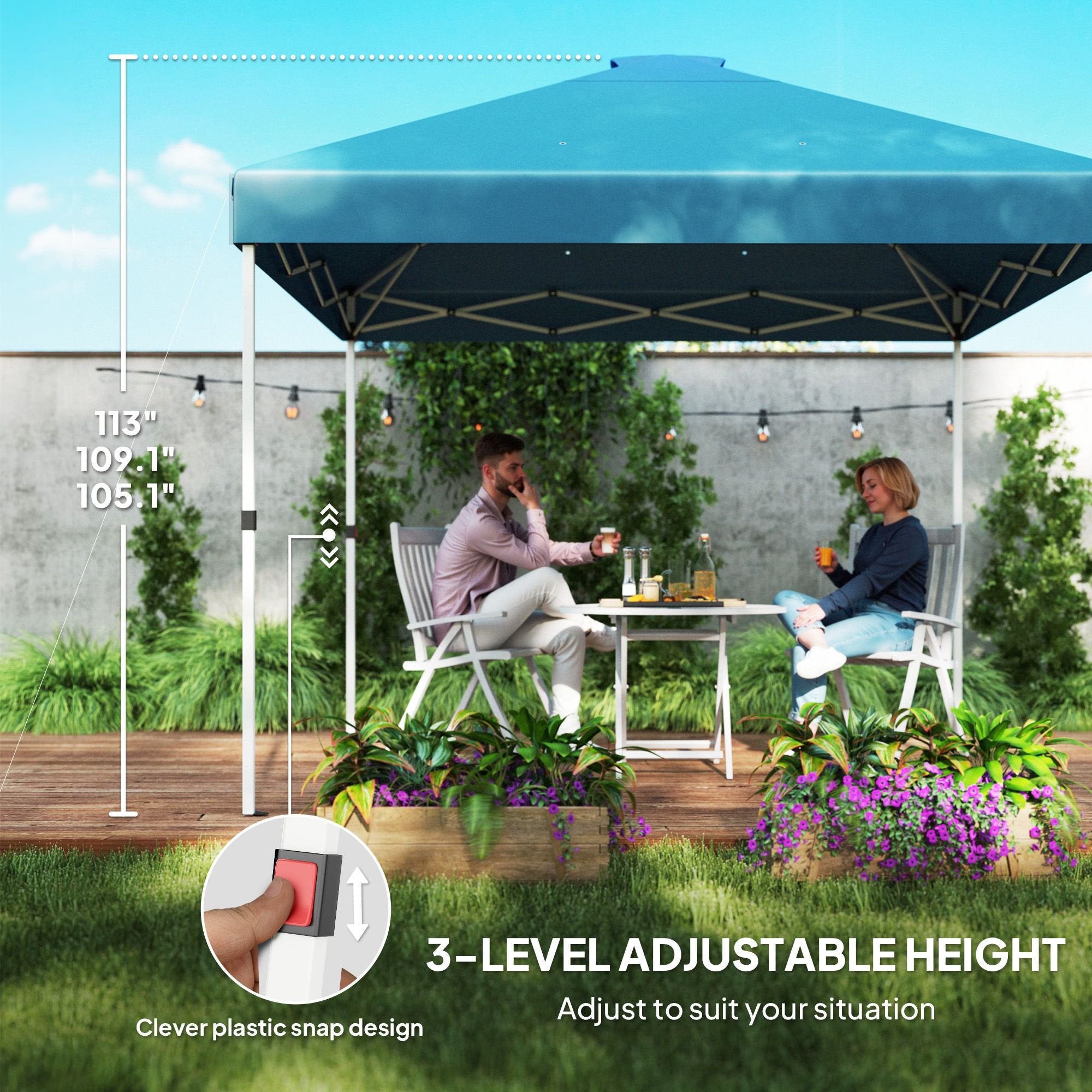 10' x 10' Pop-Up Canopy Tent - UV50+ Sun Shelter with Sidewalls & Wheeled Bag