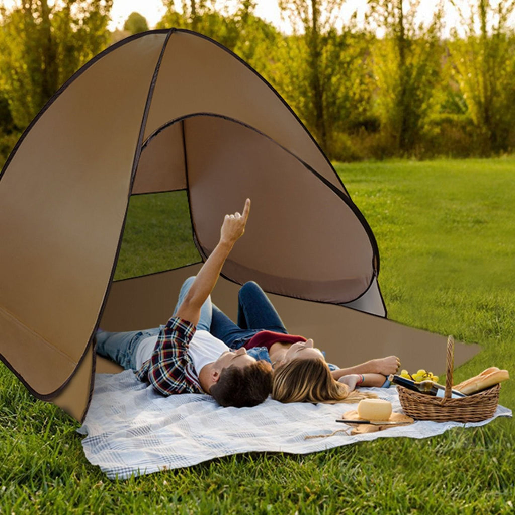 Pop-Up Beach Tent Sun Shade Shelter – Anti-UV, Waterproof with Net Window & Storage Bag for 2-3 People