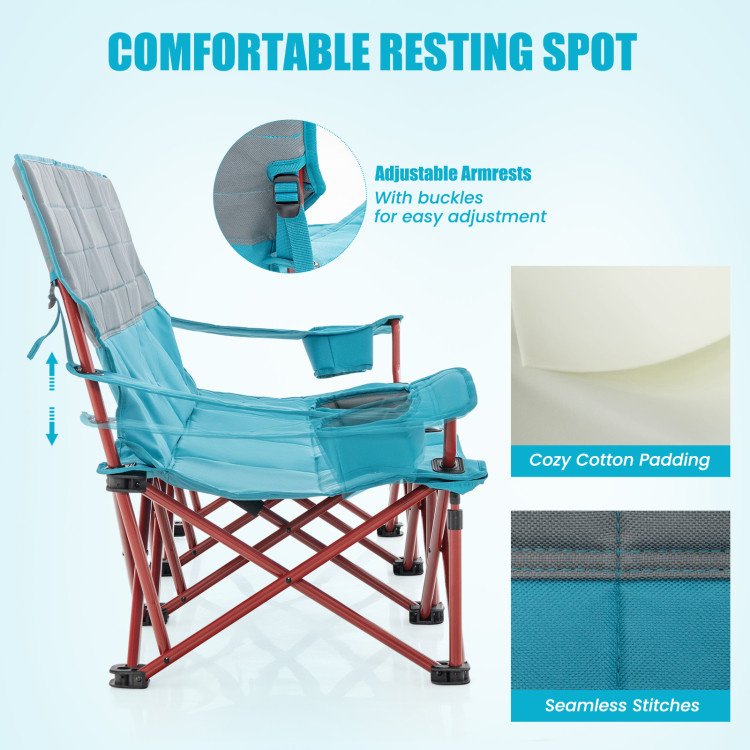 3-Person Folding Camping Chair - Padded with Dual Cup Holders