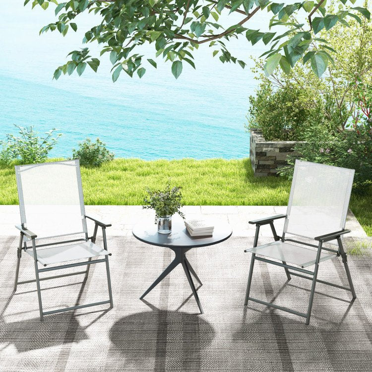 Set of 4 Folding Patio Chairs - Rustproof Metal Frame