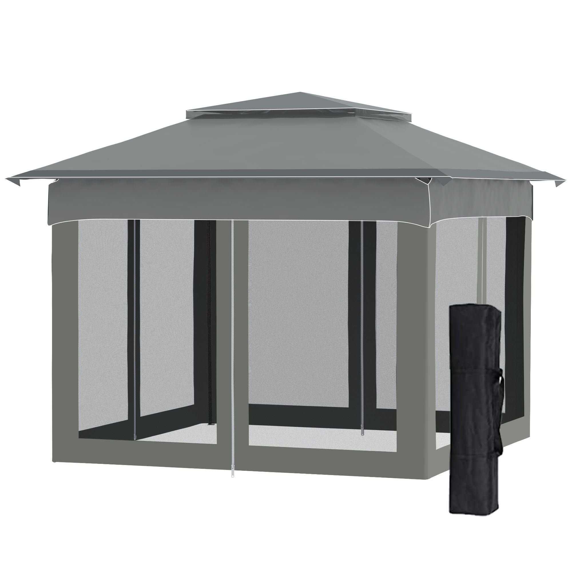Outdoor Patio Pop Up Canopy Gazebo Shelter with Zipper Netting, Carry Bag