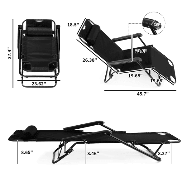 Portable Dual Purposes Extendable Folding Reclining Chair