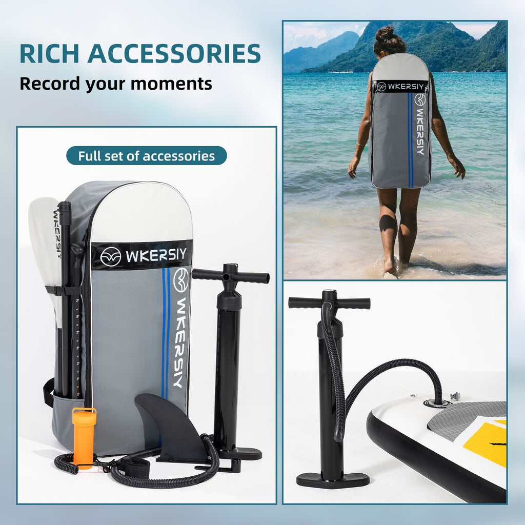 Wkersiy Touring Inflatable Paddle Board SUP – 11'6" / 12'6" with Paddle, Backpack, Pump & Leash