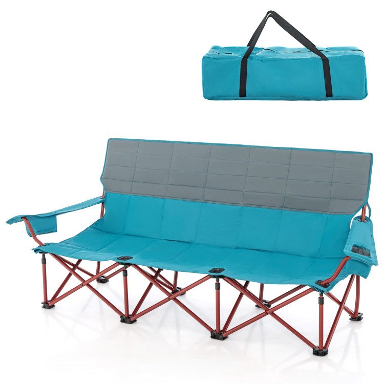 3-Person Folding Camping Chair - Padded with Dual Cup Holders