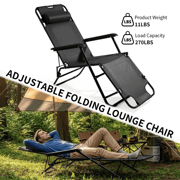 Portable Dual Purposes Extendable Folding Reclining Chair