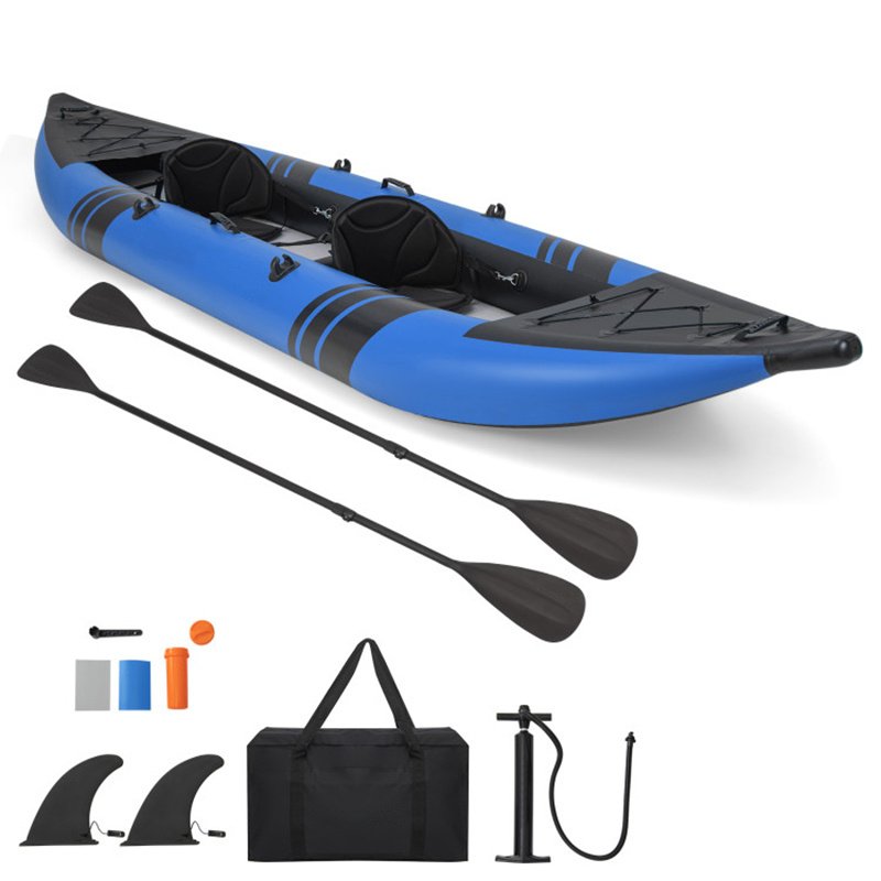 Inflatable 2-Person Kayak Set – Heavy-Duty PVC Kayak with Aluminum Oars, Adjustable Seats & Repair Kit