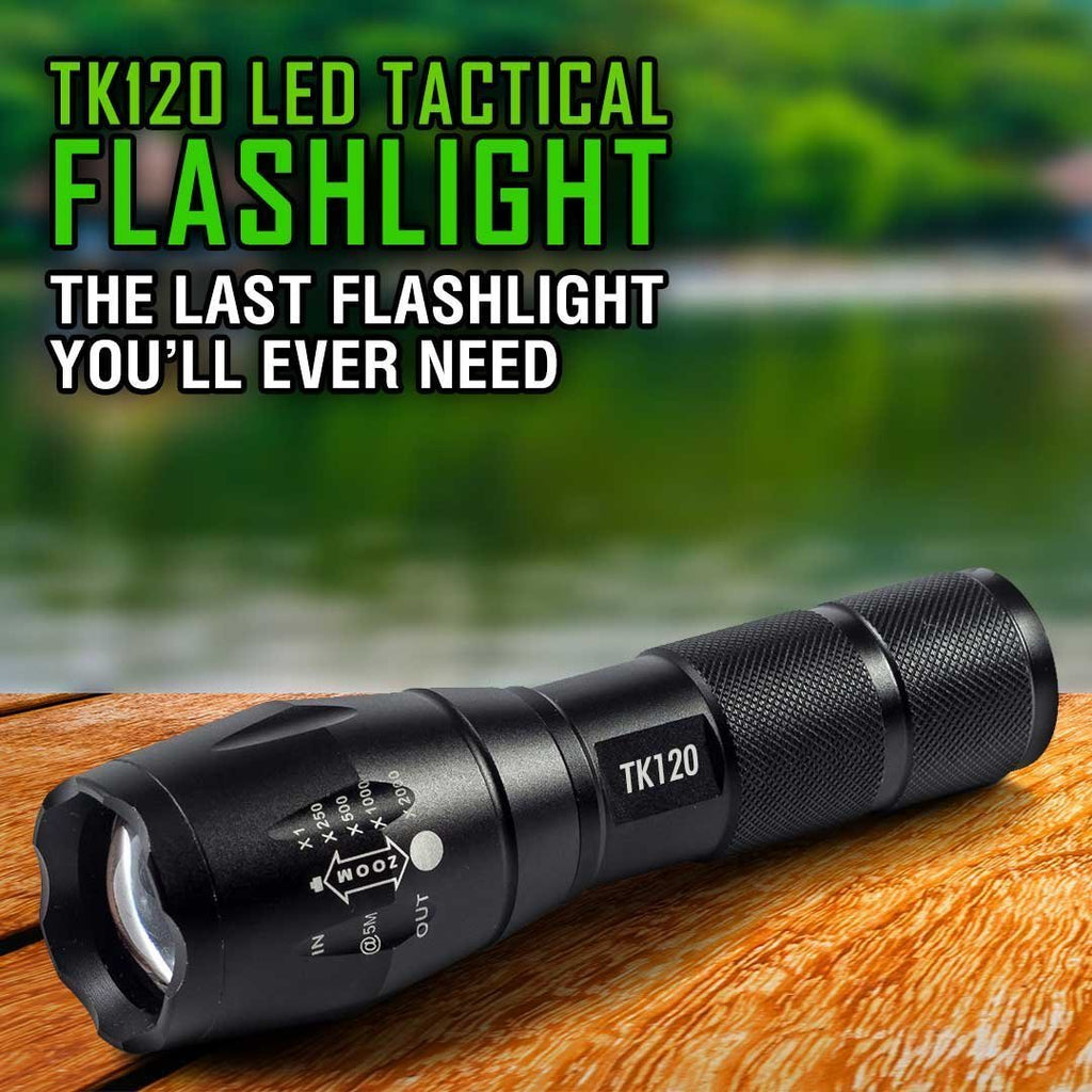 TK120 LED Tactical Flashlight with Strobe – Single Pack 900 Lumen Zoom LED Flashlight