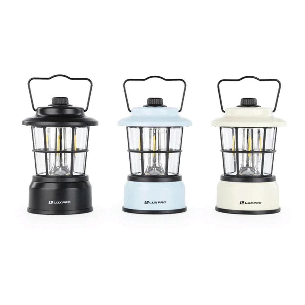 LUXPRO Retro Filament LED Lantern – Vintage Battery-Powered Camping Lantern with Adjustable Warm & Bright White Light