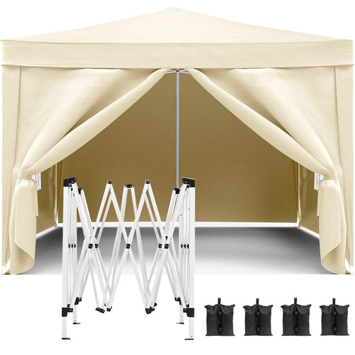 10'x10' EZ Pop Up Canopy with 4 Removable Sidewalls, Carry Bag & Weight Bags