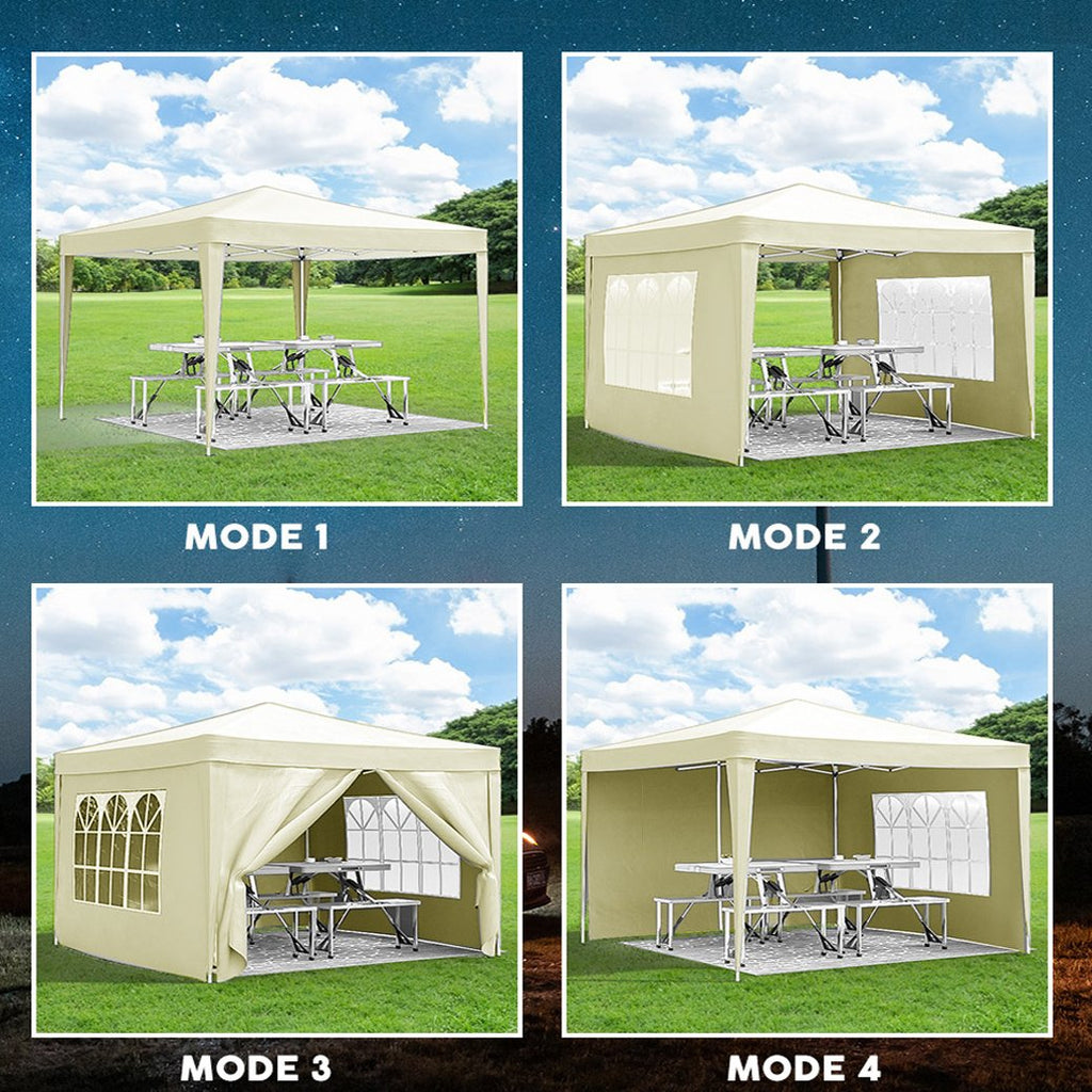 10'x10' EZ Pop Up Canopy with 4 Removable Sidewalls, Carry Bag & Weight Bags