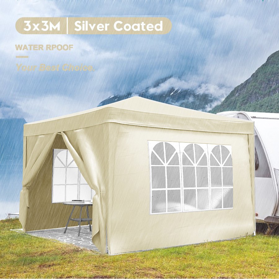 10'x10' EZ Pop Up Canopy with 4 Removable Sidewalls, Carry Bag & Weight Bags