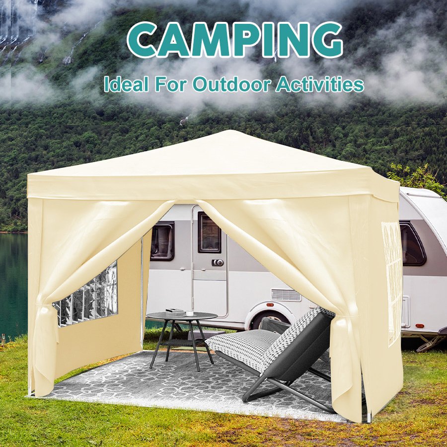 10'x10' EZ Pop Up Canopy with 4 Removable Sidewalls, Carry Bag & Weight Bags