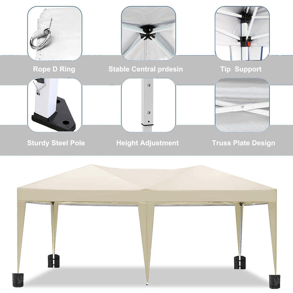 10'x20' EZ Pop Up Canopy with 6 Removable Sidewalls, Carry Bag & Weight Bags