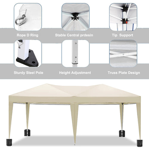 10'x20' EZ Pop Up Canopy with 6 Removable Sidewalls, Carry Bag & Weight Bags