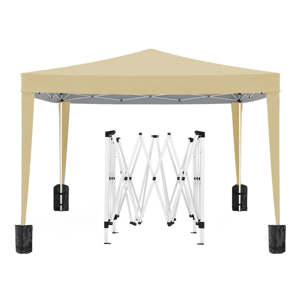 10'x10' EZ Pop Up Canopy with 4 Removable Sidewalls, Carry Bag & Weight Bags