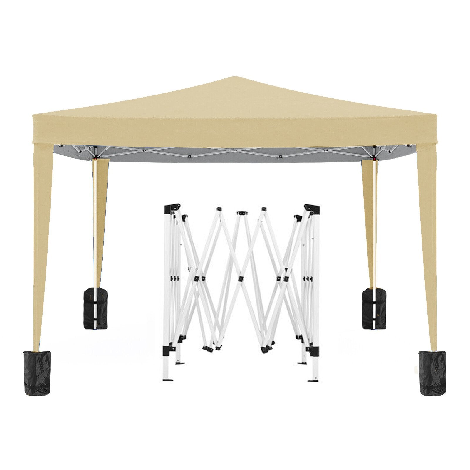 10'x10' EZ Pop Up Canopy with 4 Removable Sidewalls, Carry Bag & Weight Bags
