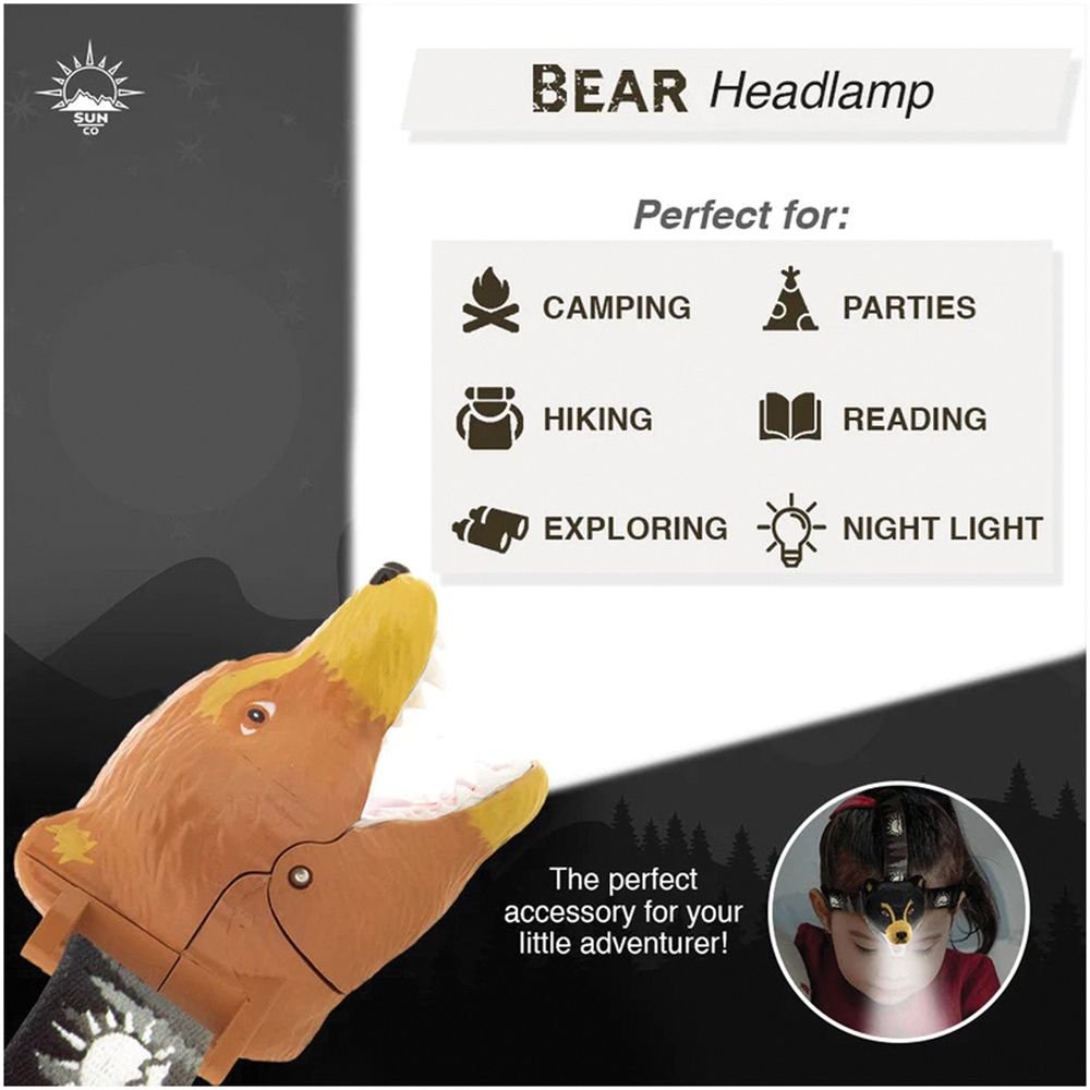 Sun Company Bear Headlamp – Fun LED Headlamp for Kids & Adults