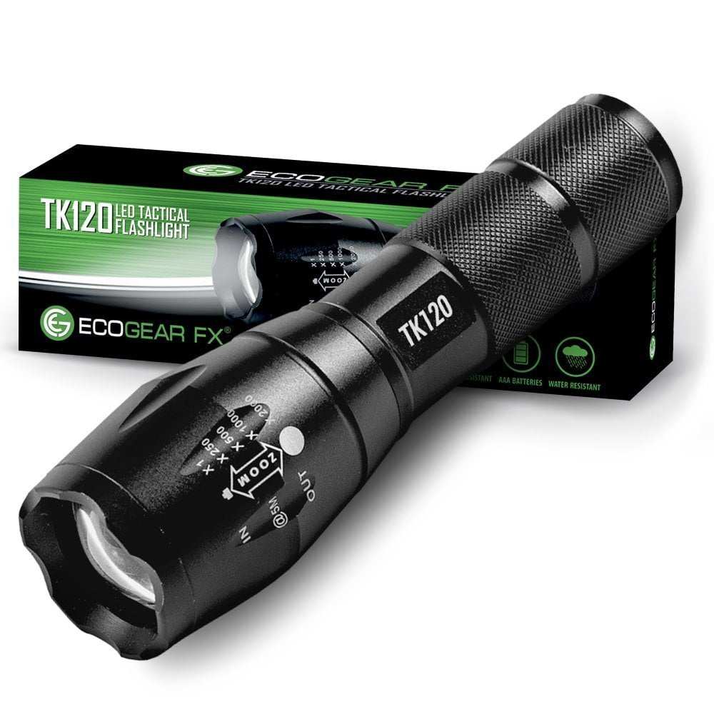 TK120 LED Tactical Flashlight with Strobe – Single Pack 900 Lumen Zoom LED Flashlight