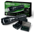 TK120 Professional LED Flashlight Kit – 900 Lumen Rechargeable Tactical Flashlight with Zoom Focus, Batteries & Charger