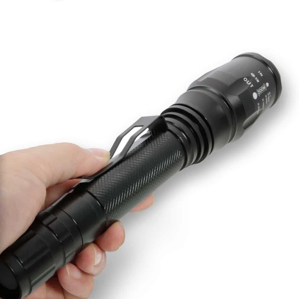 TK120X LED Tactical Flashlight Kit with Holster – 900 Lumen Rechargeable Zoom Flashlight with 5 Modes