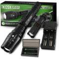 TK120X LED Tactical Flashlight Kit with Holster – 900 Lumen Rechargeable Zoom Flashlight with 5 Modes