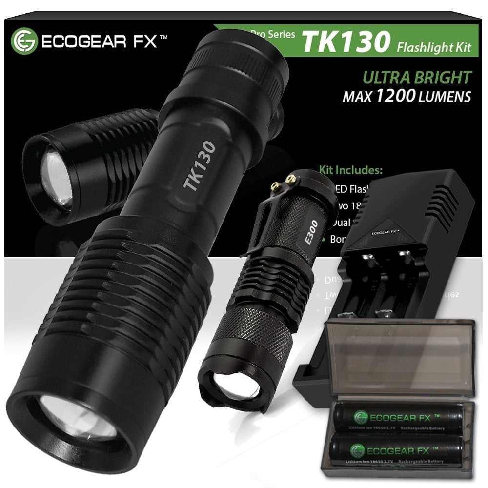 TK130 LED Flashlight Kit – 900 Lumen Rechargeable Camping & Tactical Flashlight with Zoom Focus