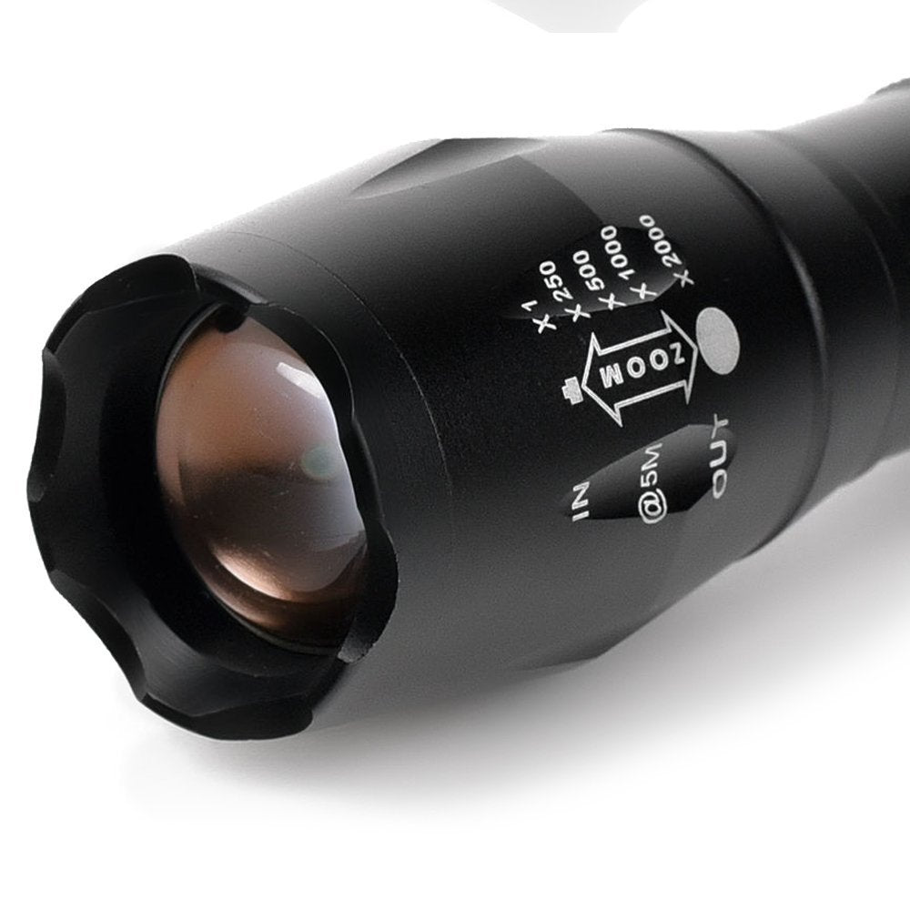ZX-1 Professional LED Flashlight Kit – 900 Lumen Rechargeable Tactical Flashlight with Zoom Focus & Battery Charger