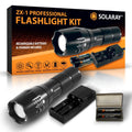 ZX-1 Professional LED Flashlight Kit – 900 Lumen Rechargeable Tactical Flashlight with Zoom Focus & Battery Charger