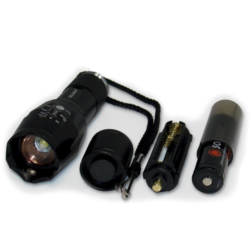 ZX-1 Professional LED Flashlight Kit – 900 Lumen Rechargeable Tactical Flashlight with Zoom Focus & Battery Charger