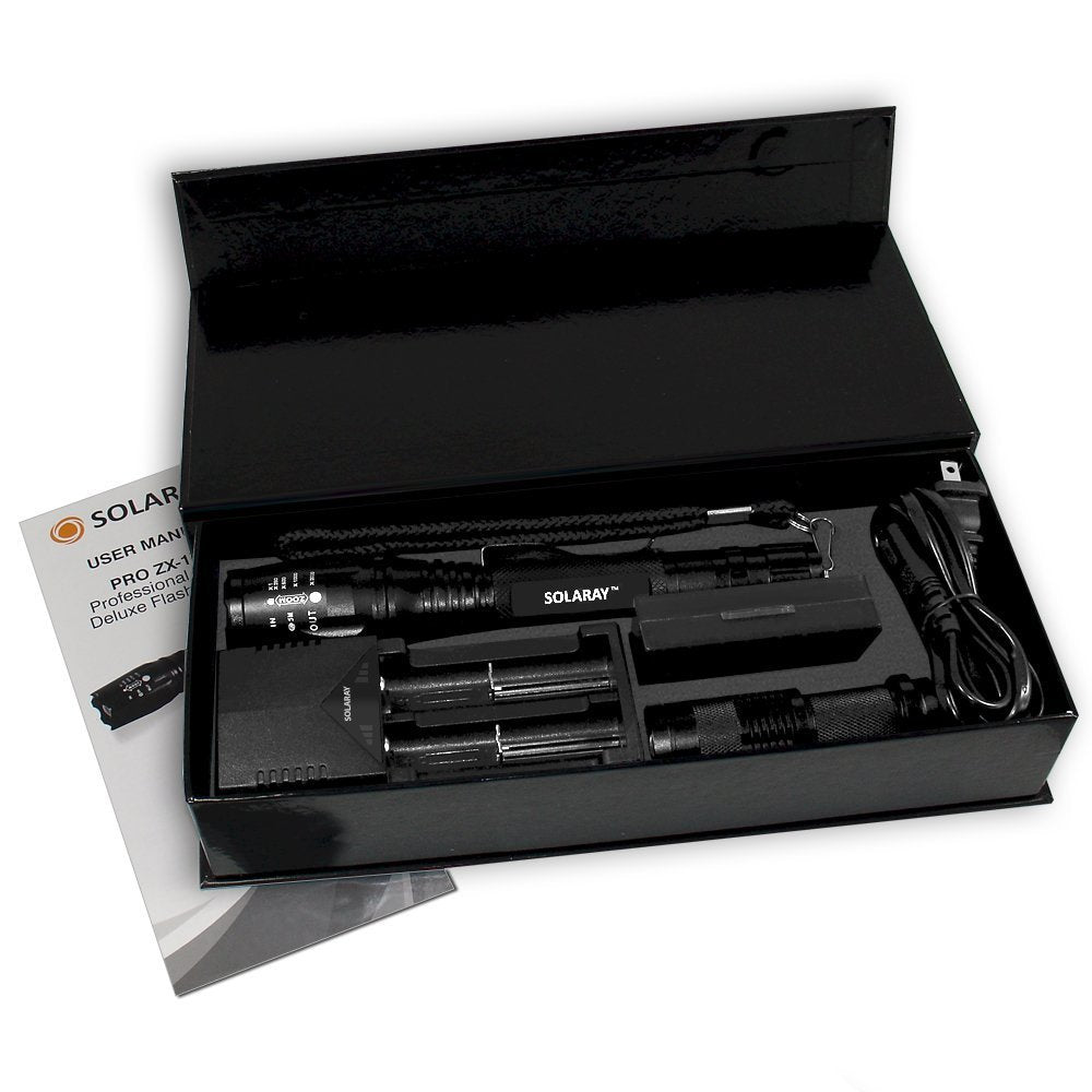 ZX-1XL 18650 LED Tactical Flashlight Kit – 900 Lumen Rechargeable Zoom Flashlight with 5 Modes