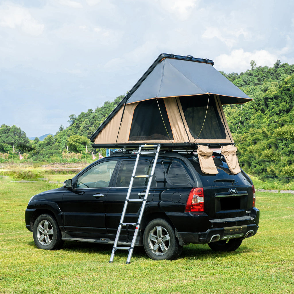 Trustmade Triangle Aluminum Black Hard Shell Grey Rooftop Tent
