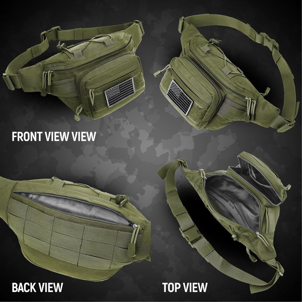 EDC Fanny Pack - Tactical Pouch with USA Flag Patch