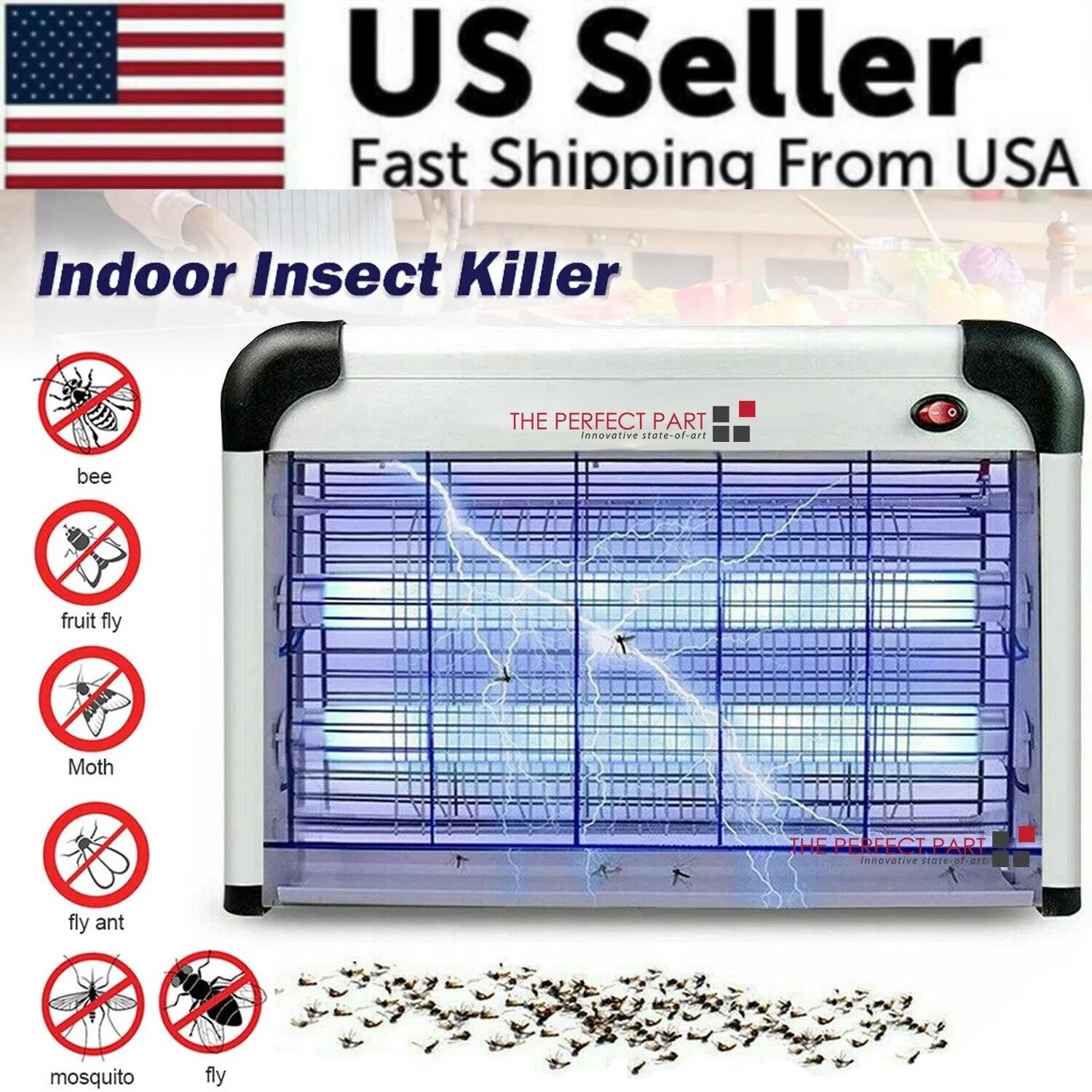 20W Indoor UV Bug Zapper with 2800V Electric Grid