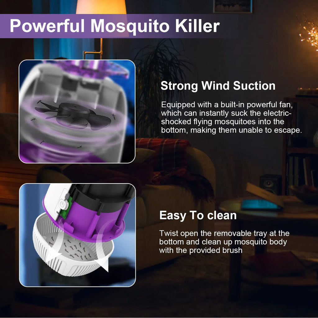 UV Bug Zapper with Electric Grid & Suction Fan