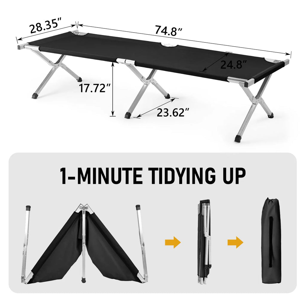 Portable Folding Aluminum Camping Cot with Carry Bag