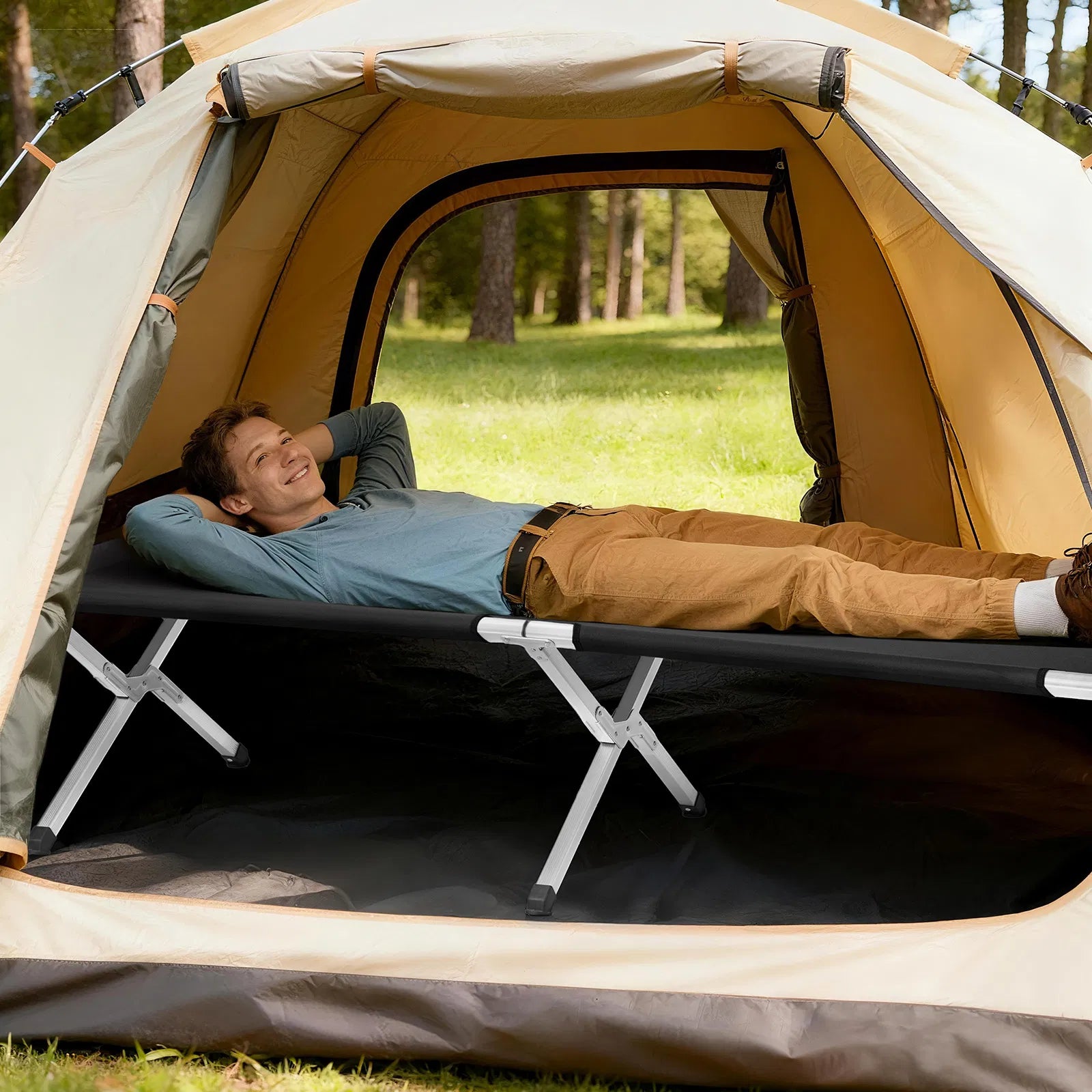 Portable Folding Aluminum Camping Cot with Carry Bag
