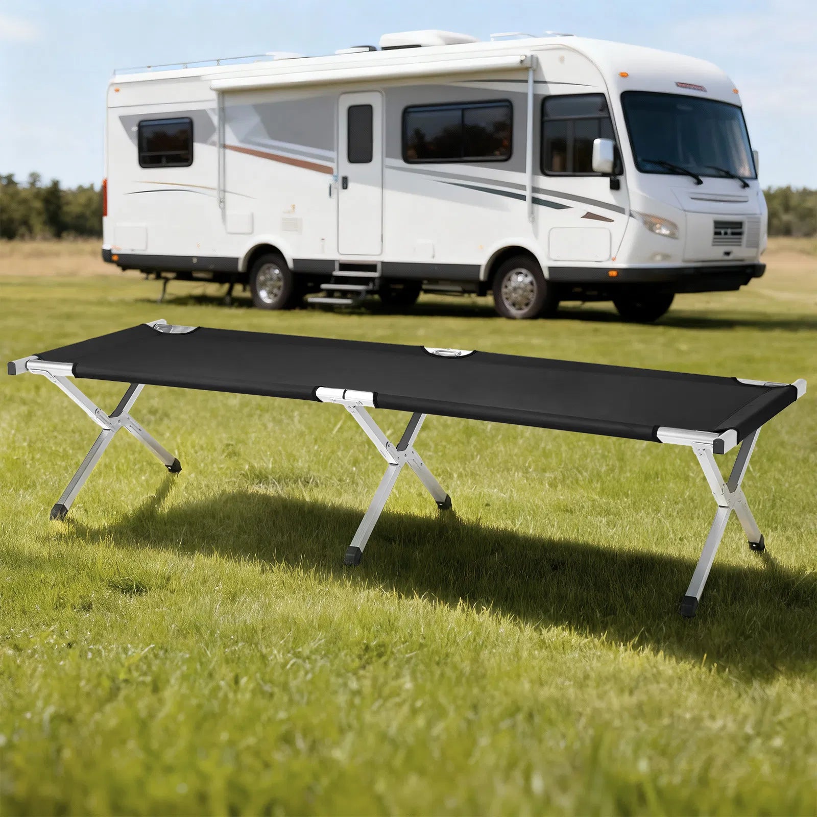 Portable Folding Aluminum Camping Cot with Carry Bag