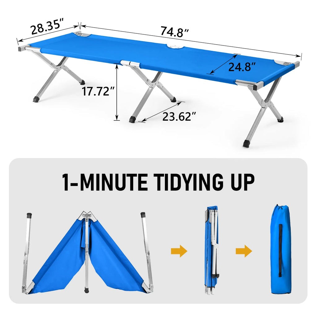 Portable Folding Aluminum Camping Cot with Carry Bag