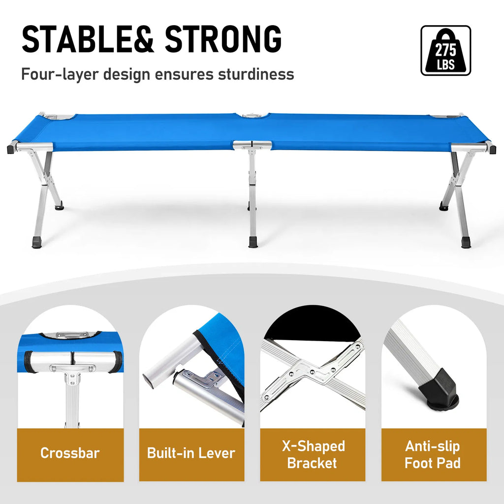 Portable Folding Aluminum Camping Cot with Carry Bag