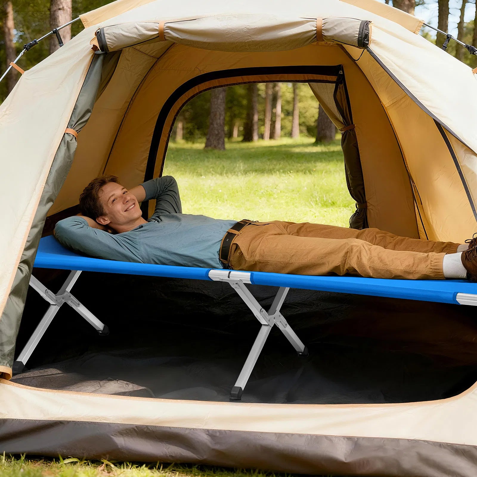 Portable Folding Aluminum Camping Cot with Carry Bag