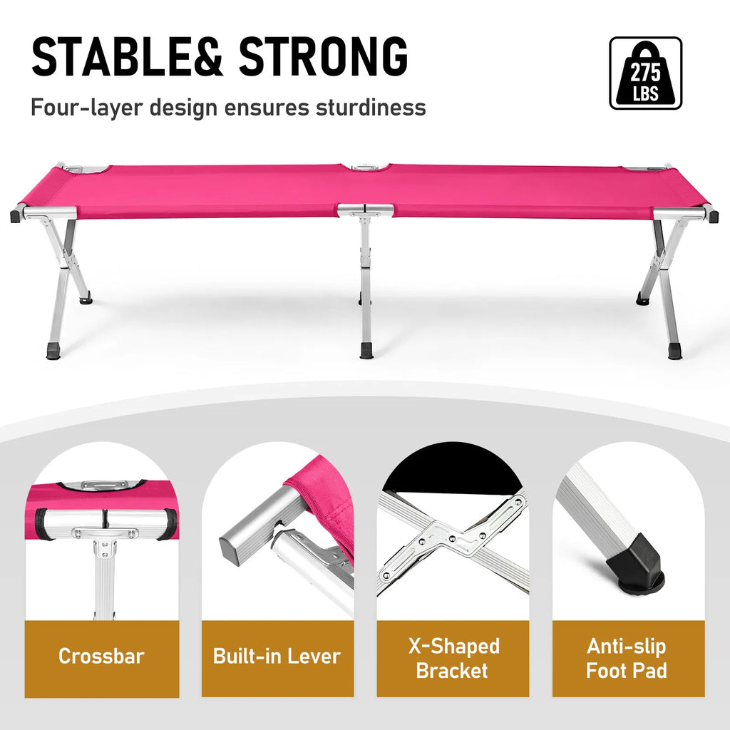 Portable Folding Aluminum Camping Cot with Carry Bag