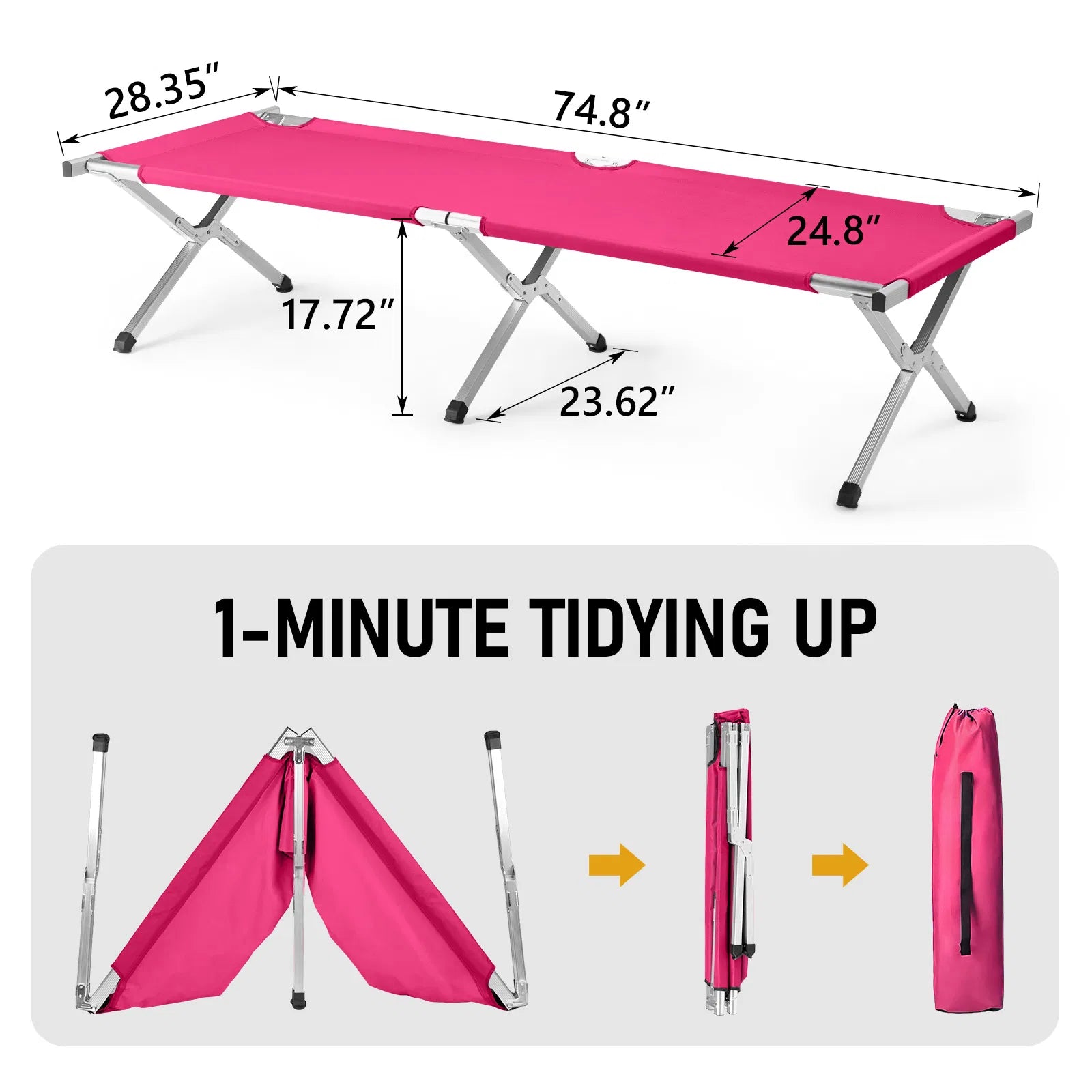 Portable Folding Aluminum Camping Cot with Carry Bag