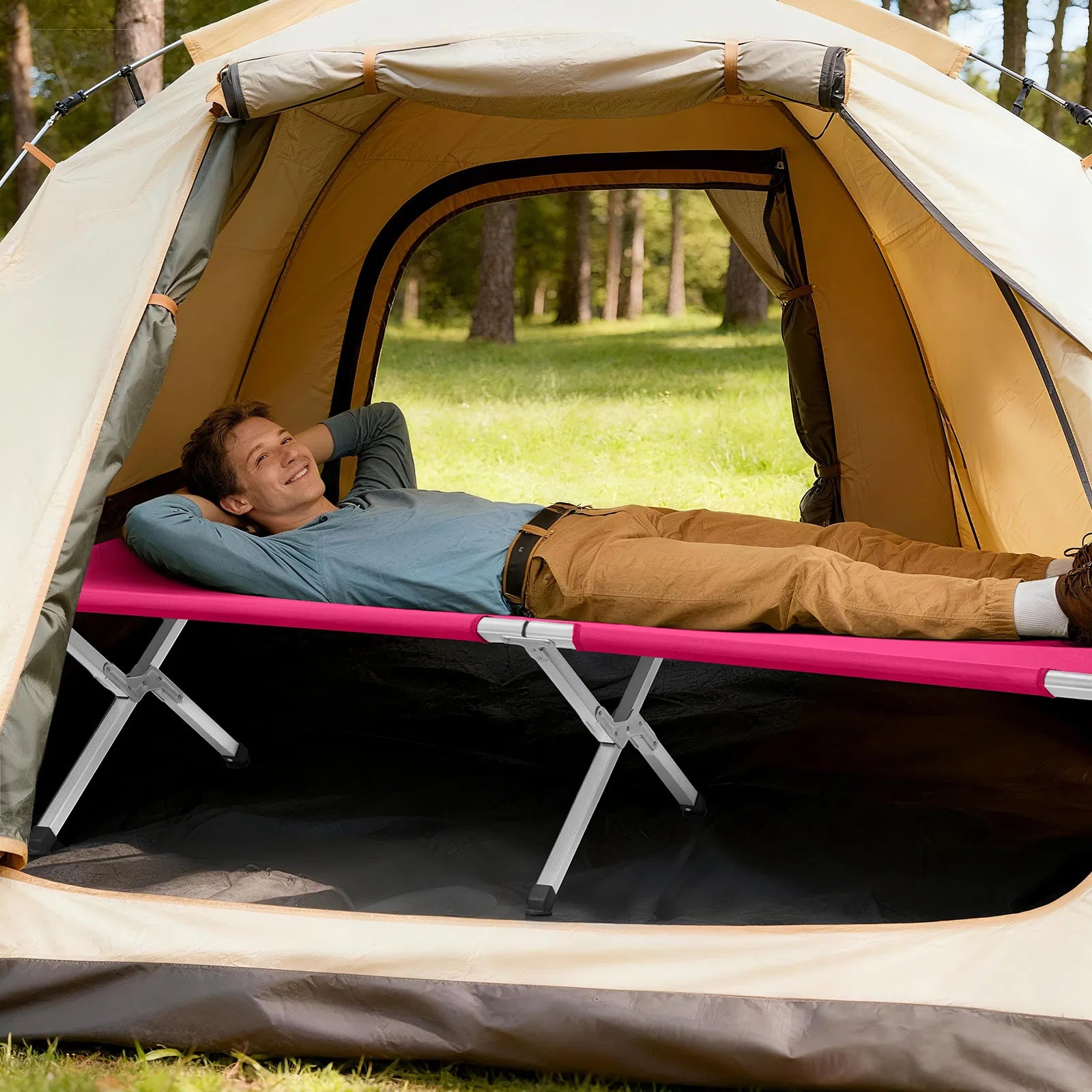 Portable Folding Aluminum Camping Cot with Carry Bag