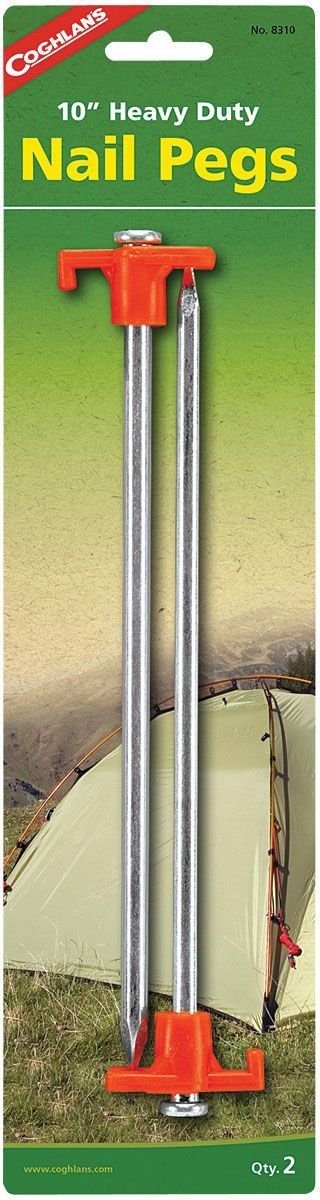 Coghlan’s Plated Steel 10″ Bulk Nail Pegs – Heavy Duty Tent Stakes
