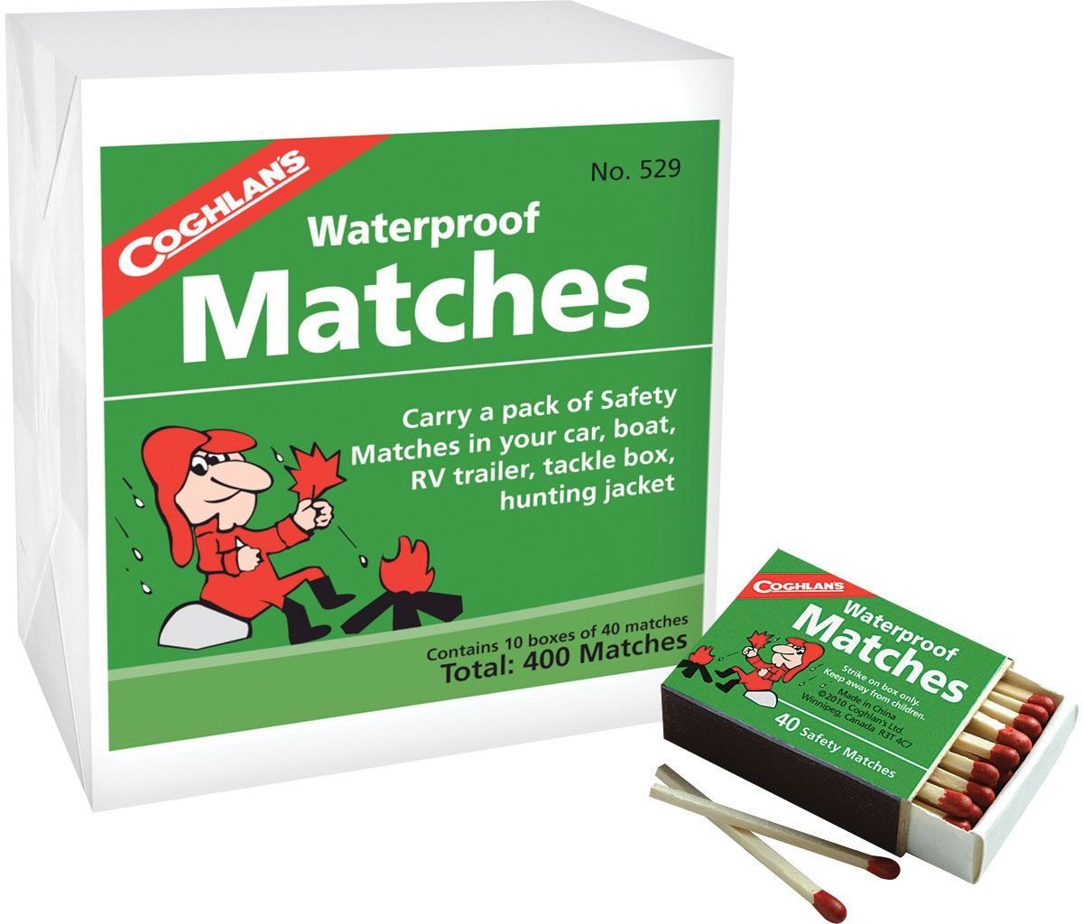 Coghlan’s Waterproof Matches – 10 Pack (400 Matches Total)