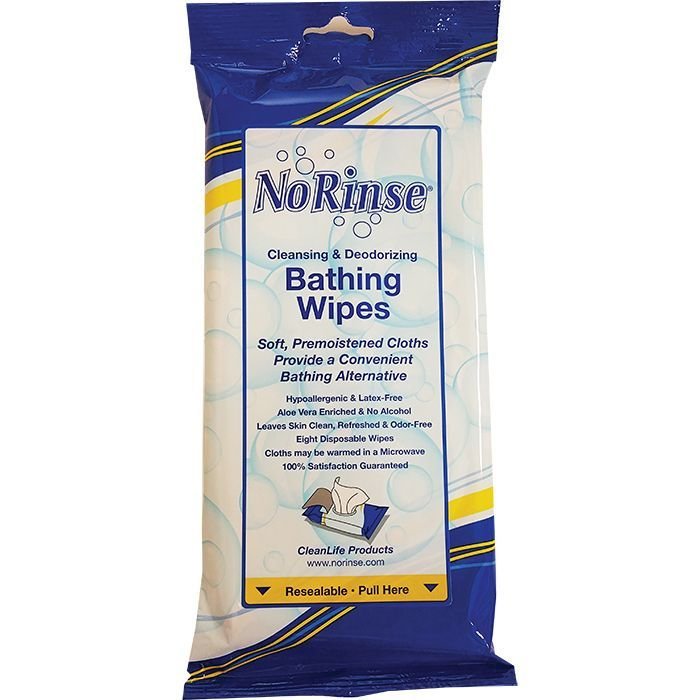 No-Rinse, Rinse-Free Bath Wipes – Pack of 8
