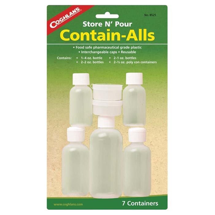 Contain-Alls Multi-Size Travel Container Set – 7-Piece Reusable Liquid & Solid Bottles