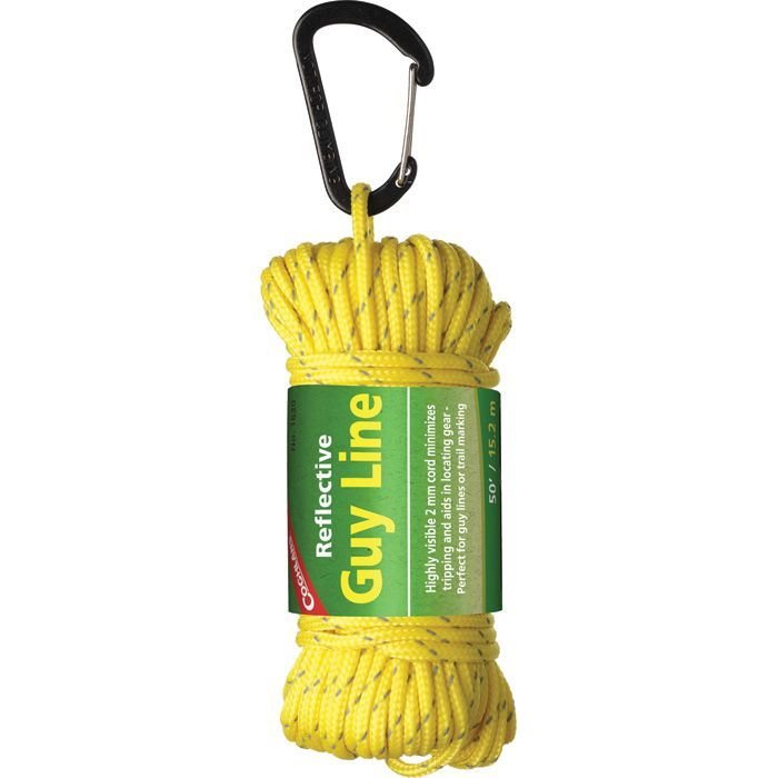 Coghlan’s Reflective Guide Line – 50 ft High-Visibility Guy Line with Carabiner