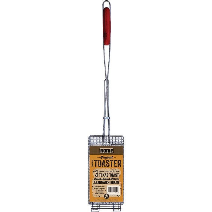 Rome Campfire Toaster – Adjustable Steel Mesh Toasting Rack with Wood Handle